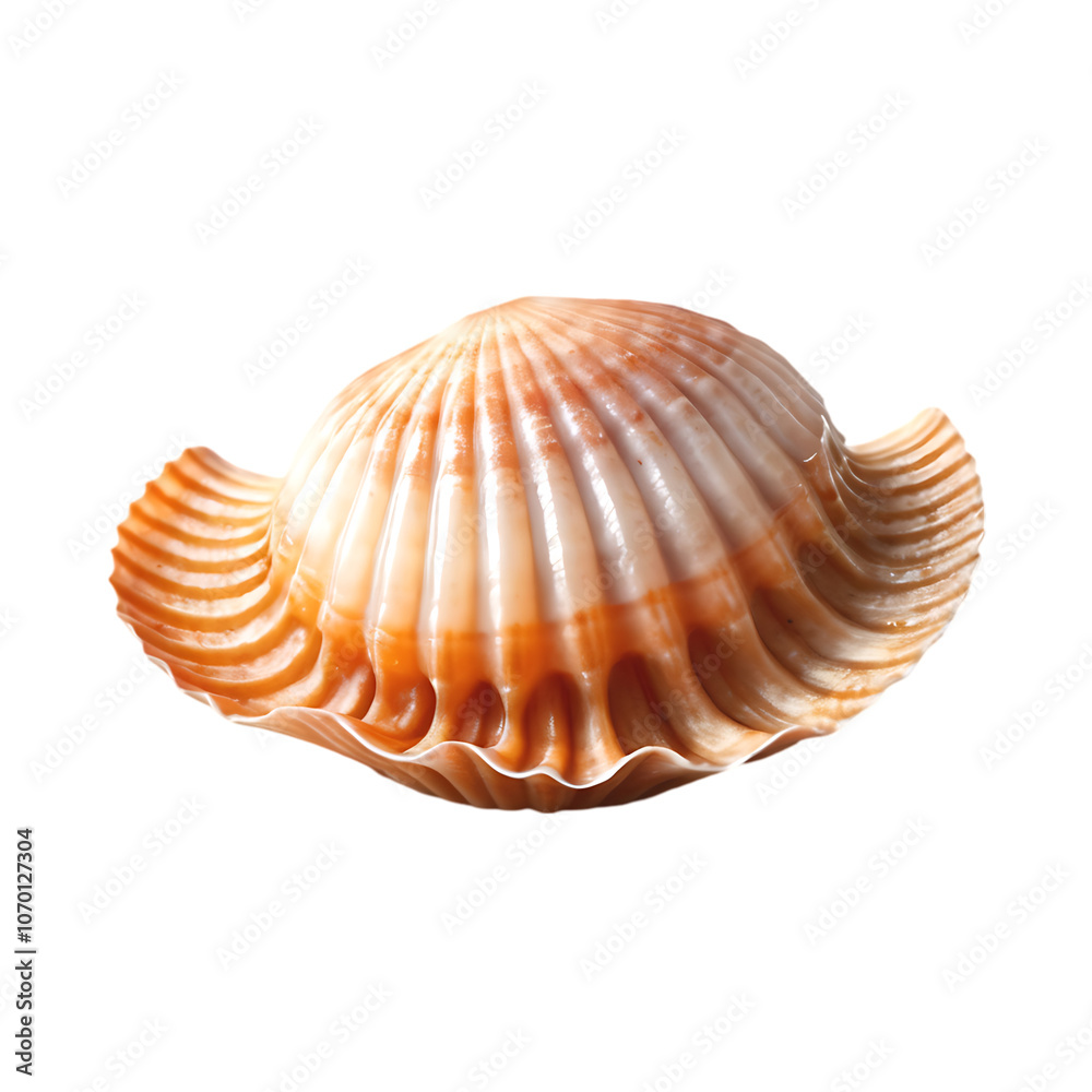 Intricate Orange and White Seashell on Black Background. Intricate Orange and White Seashell on Black Background.