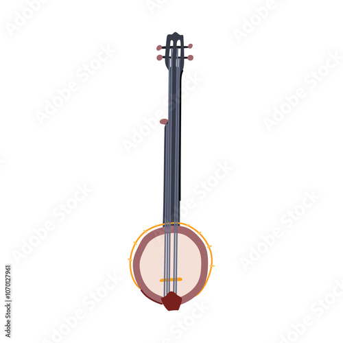 picking banjo cartoon. melody rhythm, country appalachian, twang fretboard picking banjo sign. isolated symbol vector illustration