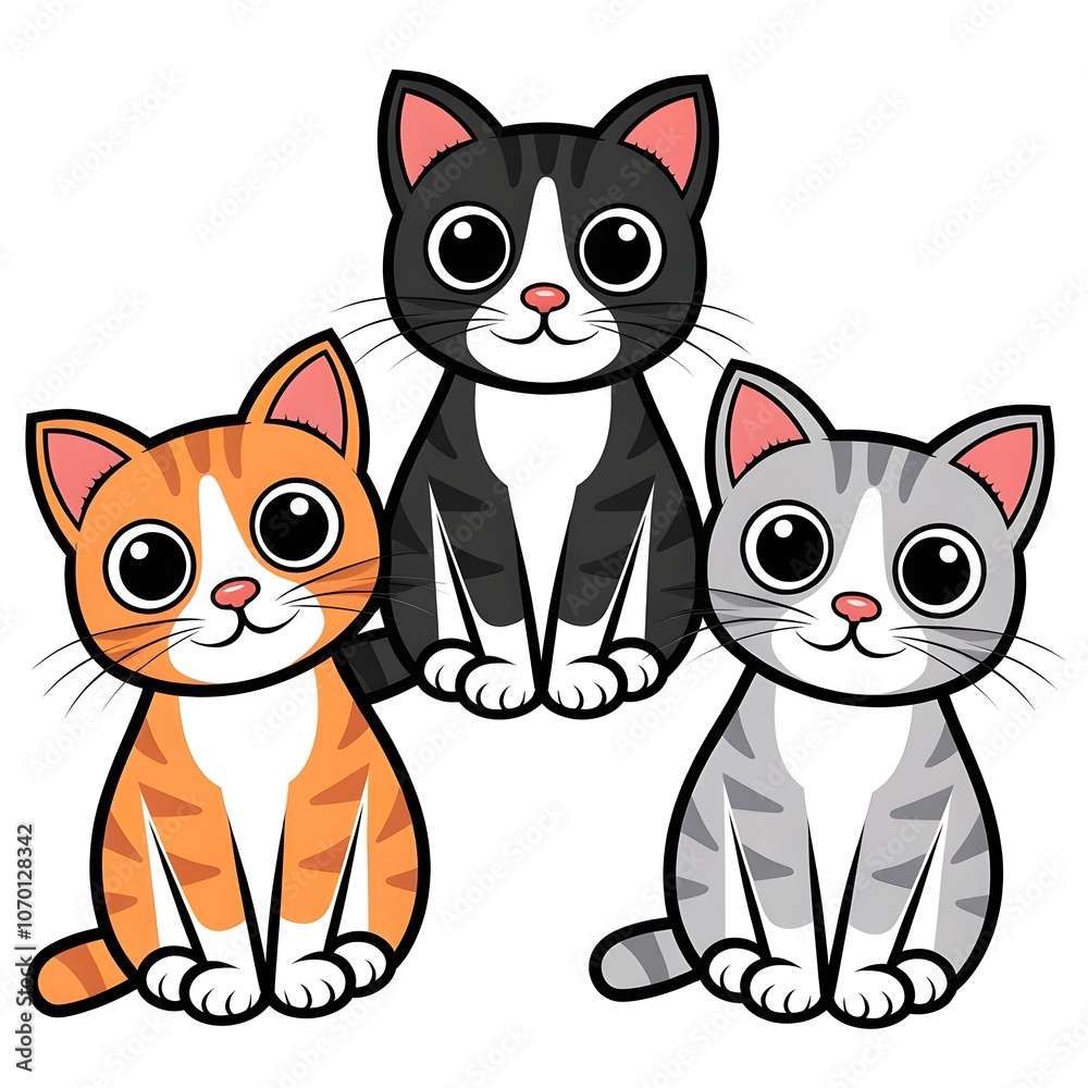 Obraz premium Modern adorably Three colorful Cat. illustration 