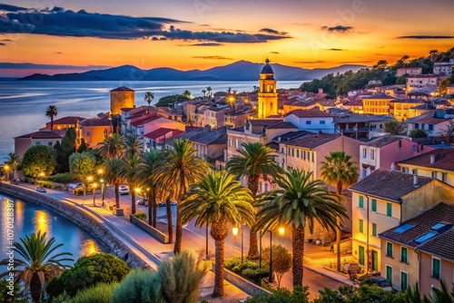Captivating Low Light Photography of Hyères: Enchanting Streets and Coastal Views at Dusk, Showcasing the Charm of This Beautiful French Town with Atmospheric Nightscapes