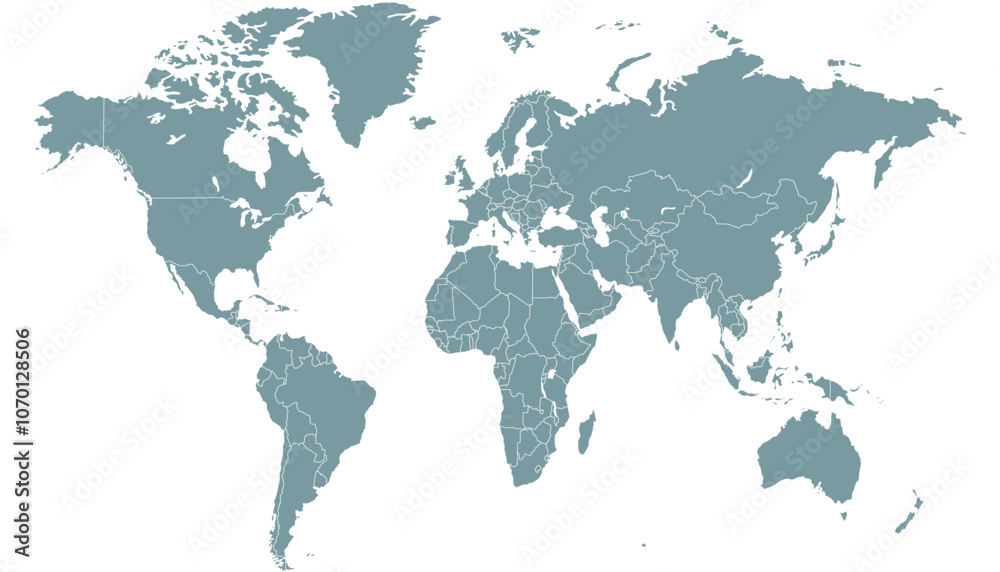 Obraz premium World map. Grey modern vector map. Silhouette map.