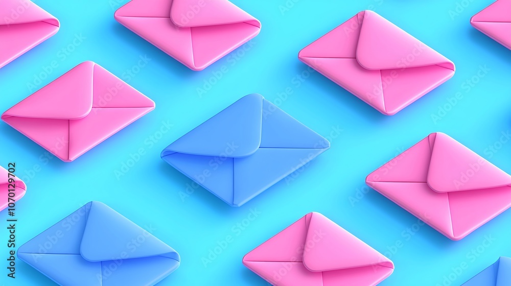 Colorful Iconic Envelopes on Blue Background Colorful Iconic Envelopes on Blue Background