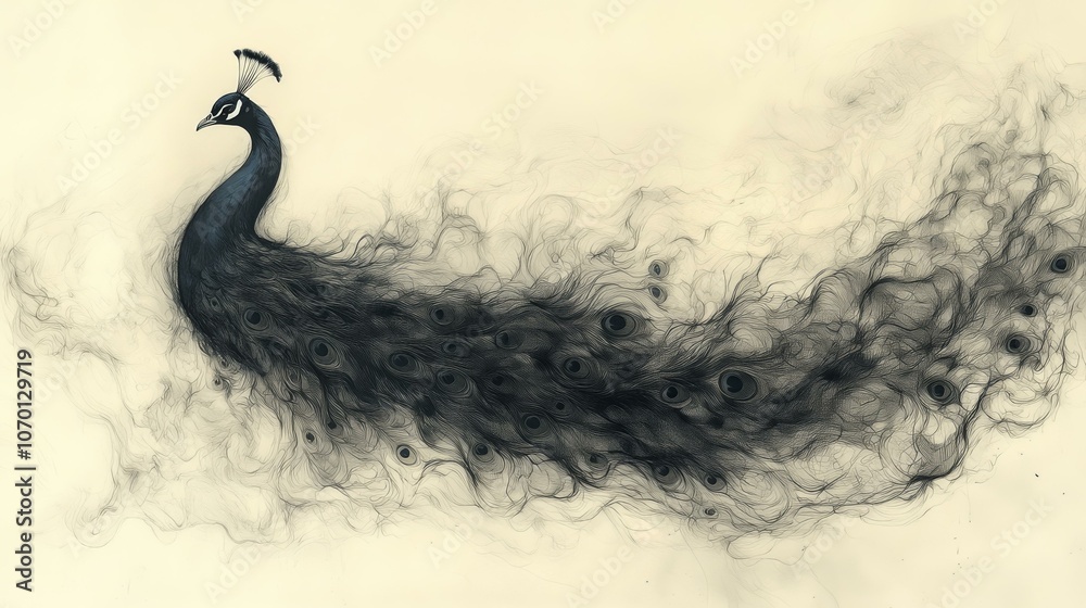 Majestic Peacock in a Soft Focus Style Artwork Majestic Peacock in a Soft Focus Style Artwork