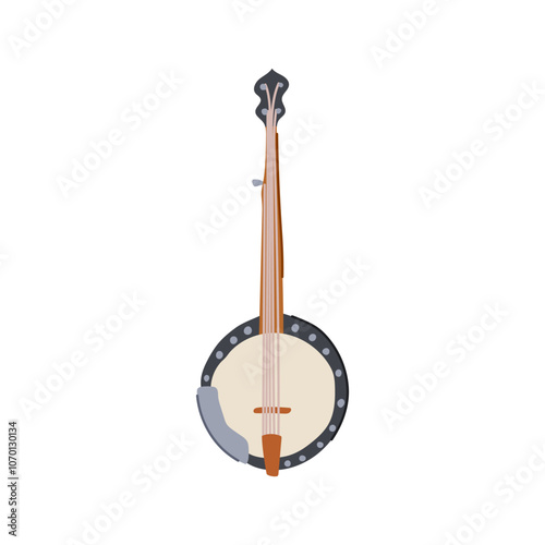 country banjo cartoon. appalachian twang, fretboard tuning, resonator clawhammer country banjo sign. isolated symbol vector illustration