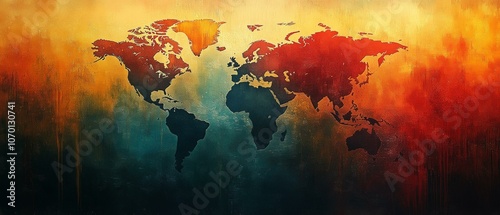 World Map Artwork, Multicolored Abstract Globe photo