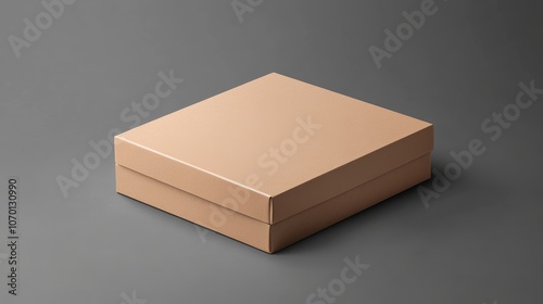 Cardboard box mockup on gray background for design presentation. Packaging template for perfumes, products, or advertising in beauty and pharmacy industries. Can display labels.