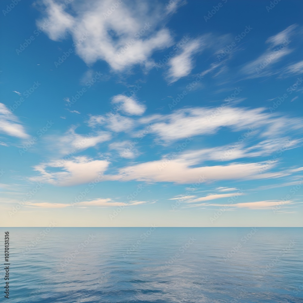 blue sky with white clouds over the horizon, digital art blue sky with white clouds over the horizon, digital art