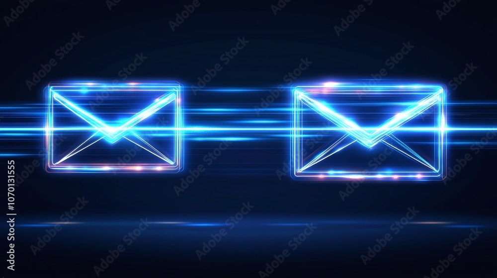 Fototapeta premium Digital Icon of Email Symbols in Bright Light