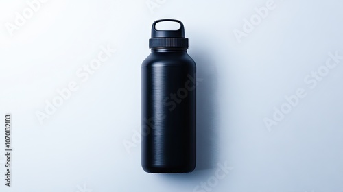 Elevate your hydration game with this luxurious matte black stainless steel water bottle captured from above