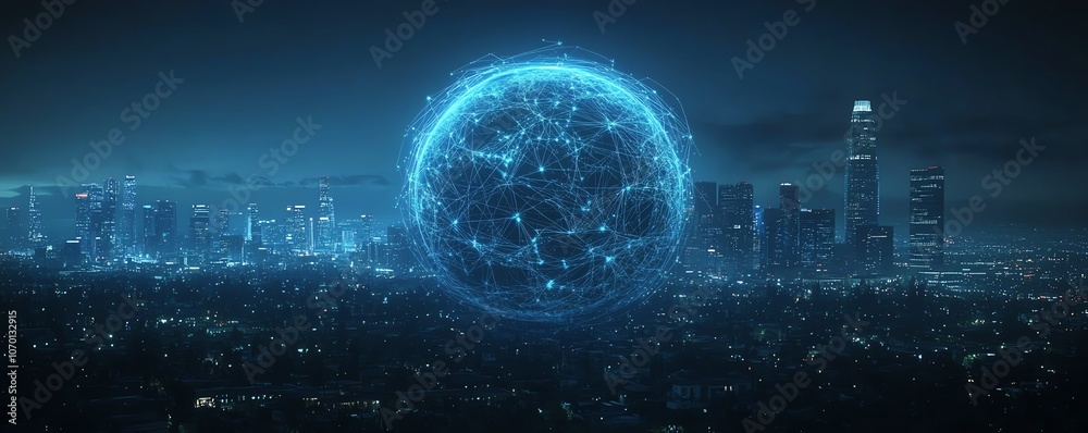 Glowing digital globe with interconnected lines and dots, representing ...