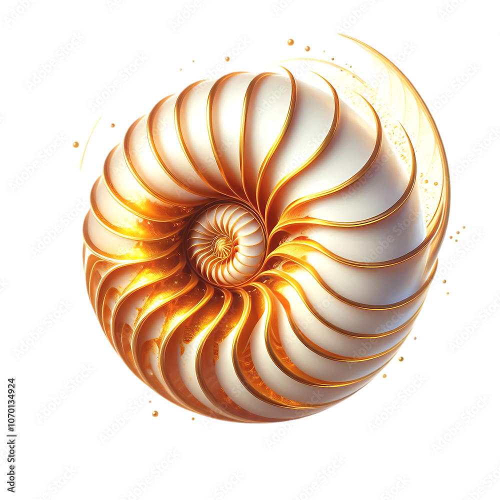Golden Nautilus Shell Spiral Geometry Art Golden Nautilus Shell Spiral Geometry Art