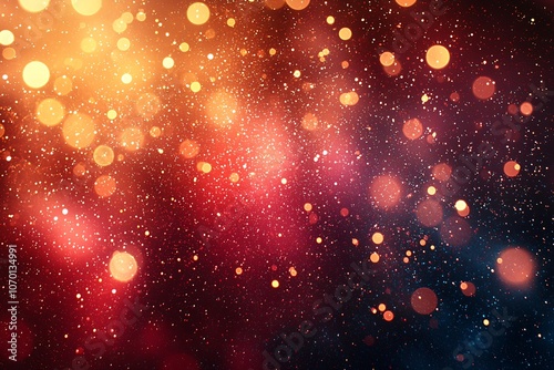 A vibrant abstract red background with glowing bokeh lights and stars, perfect for winter-themed promotions, holiday greetings, or festive events.