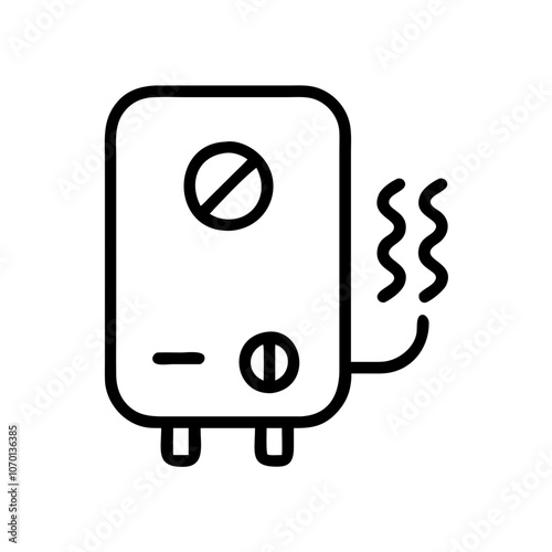 Boiler icon representing heating systems and water supply for residential use 