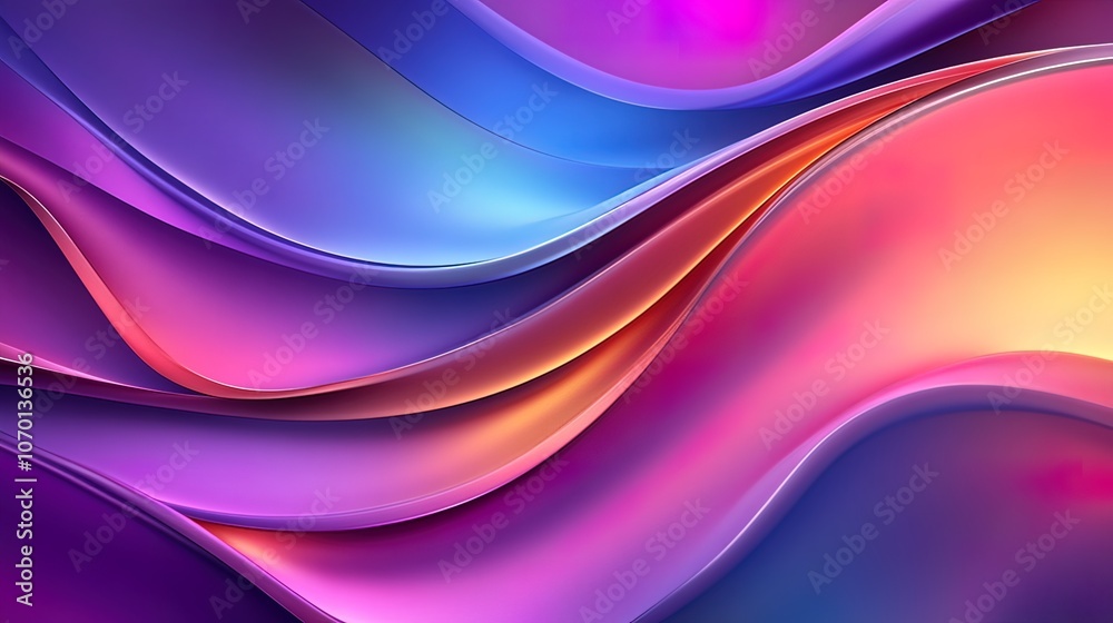 Fototapeta premium Abstract flowing waves of vibrant pink, purple, blue and orange colors.