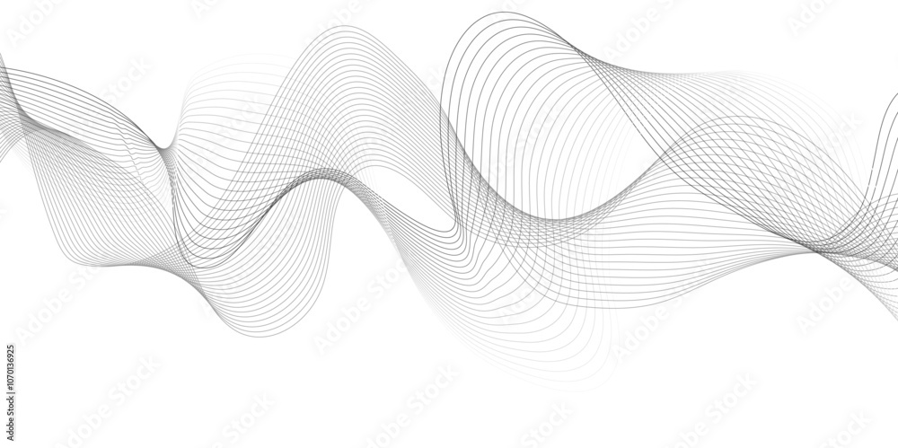 White wave curve lines banner background design. Abstract soft wave lines dynamic flowing gray light isolated background. Vector Illustration of the gray pattern of lines. Black stripes on white .
White wave curve lines banner background design. Abstract soft wave lines dynamic flowing gray light isolated background. Vector Illustration of the gray pattern of lines. Black stripes on white .
