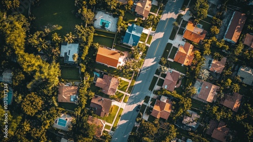 Mobile Home Community in South Florida USA. Aerial Drone Photo of Modular Housing Neighborhood