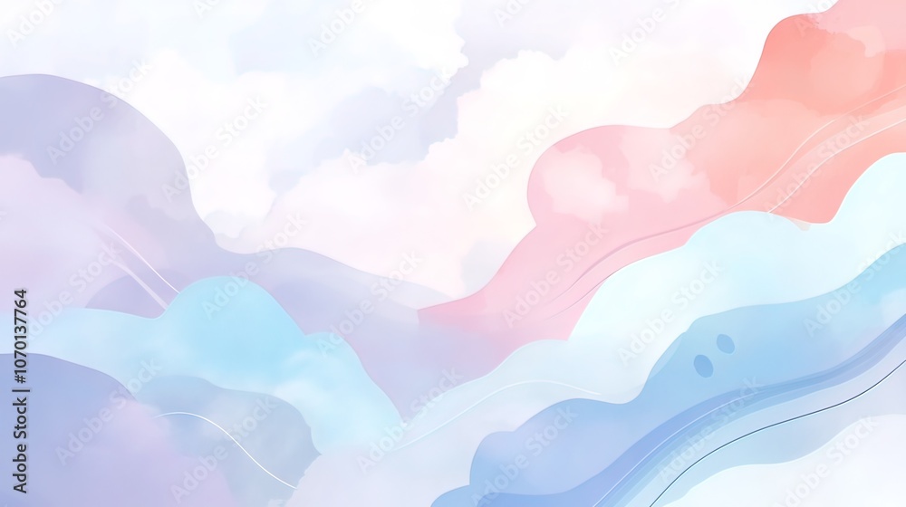 Abstract pastel background with a soft gradient and wavy lines, resembling clouds and mountains. Abstract pastel background with a soft gradient and wavy lines, resembling clouds and mountains.