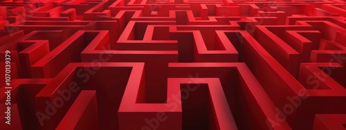 Red Maze Labyrinth Abstract Background Design