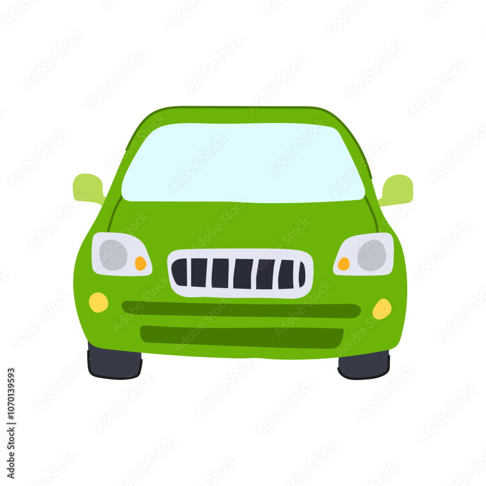 headlights car front cartoon. hood emblem, fender foglights, badge airbag headlights car front sign. isolated symbol vector illustration headlights car front cartoon. hood emblem, fender foglights, badge airbag headlights car front sign. isolated symbol vector illustration