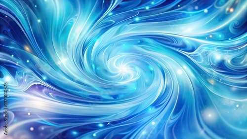 Abstract liquid background with swirling patterns in iridescent blues and light blue photo