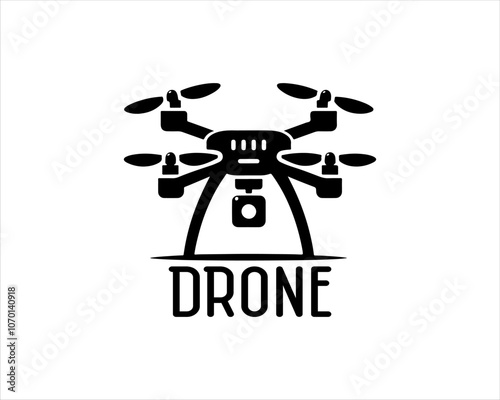 Drone Silhouette Vector Icon Logo Design Illustration 