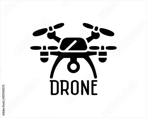 Drone Silhouette Vector Icon Logo Design Illustration 