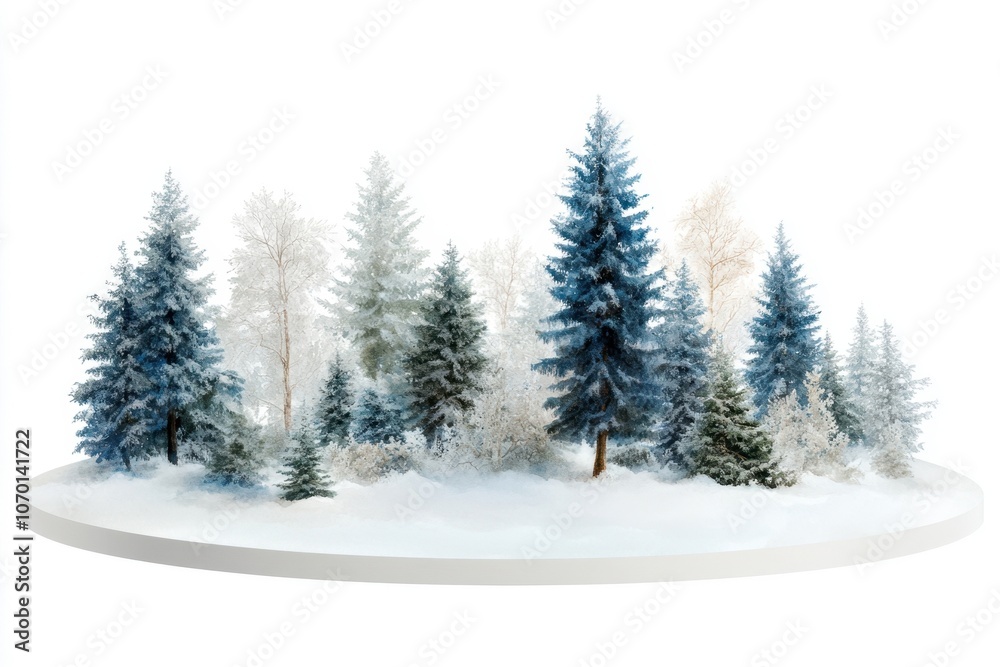 Fototapeta premium Serene Winter Wonderland with Snow-Covered Trees