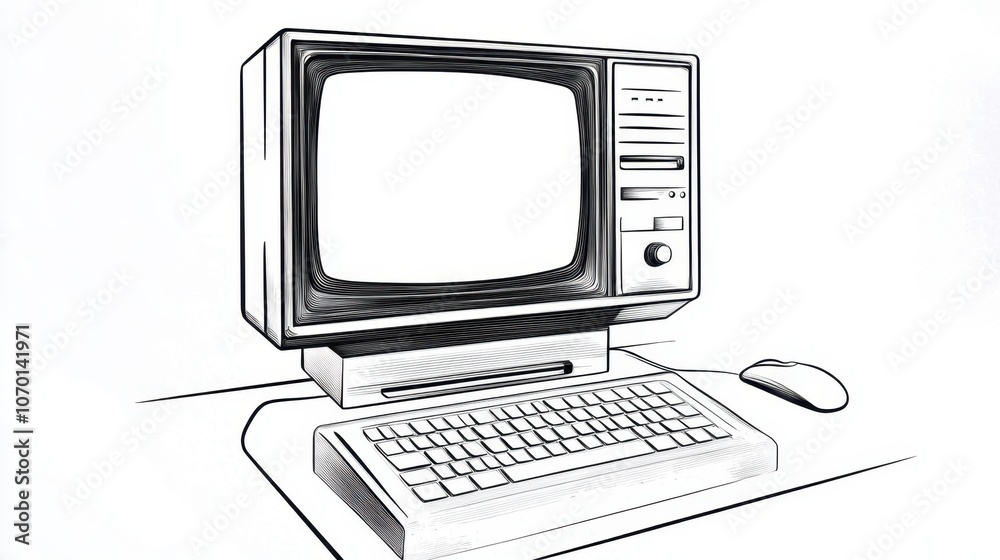 Retro computer with circular graphic display Retro computer with circular graphic display