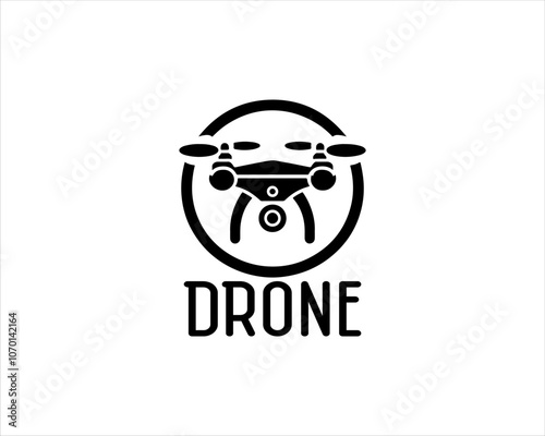 Drone Silhouette Vector Icon Logo Design Illustration 