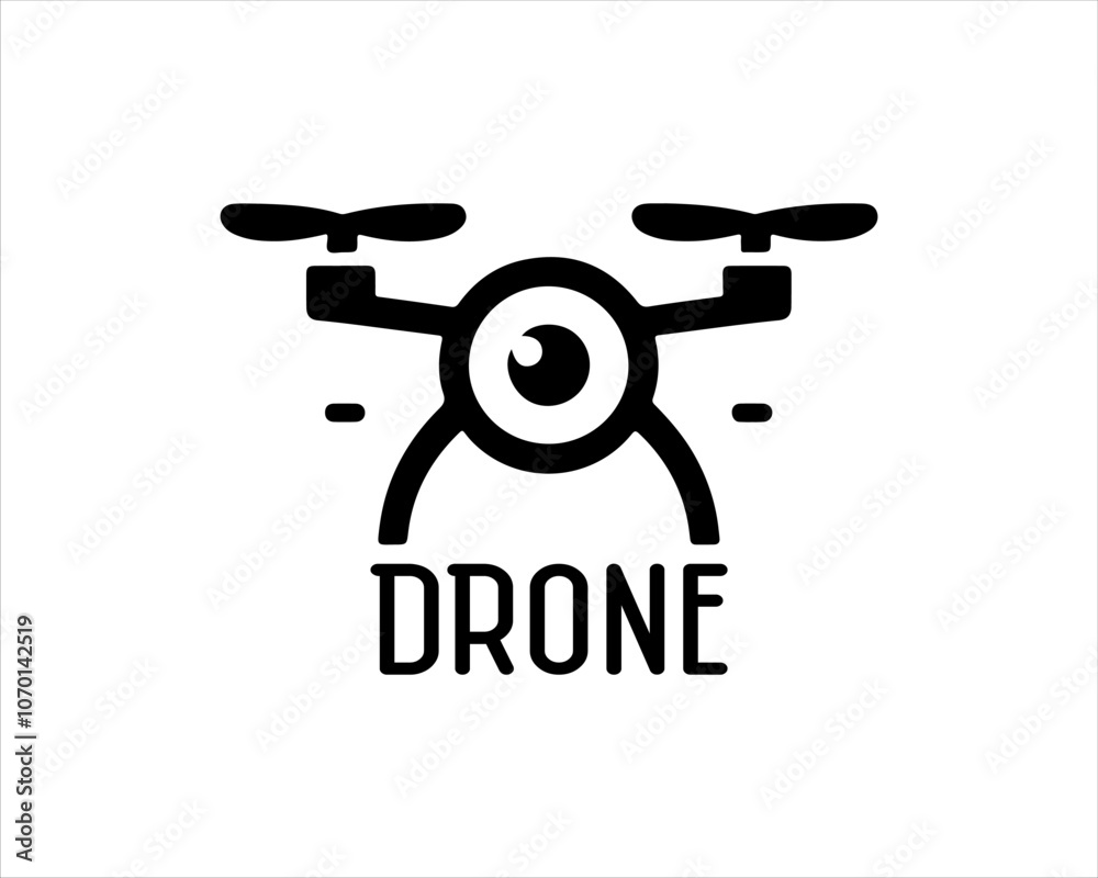 Drone Silhouette Vector Icon Logo Design Illustration 