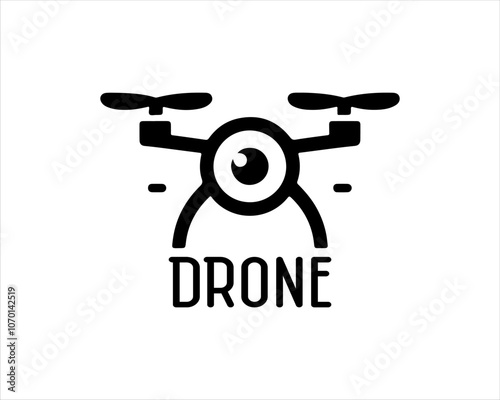 Drone Silhouette Vector Icon Logo Design Illustration 
