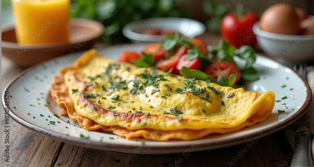 Delicious omelette with fresh herbs Delicious omelette with fresh herbs