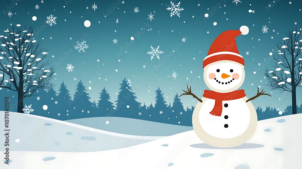 Smiling Snowman in Winter Wonderland Smiling Snowman in Winter Wonderland