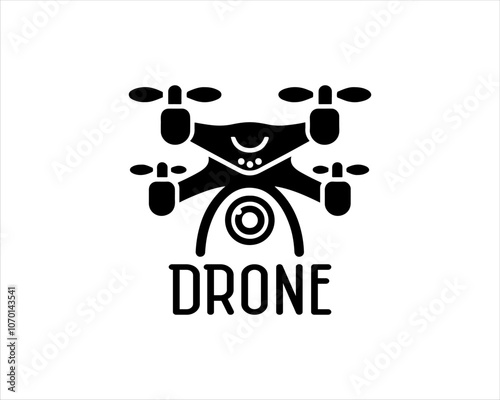 Drone Silhouette Vector Icon Logo Design Illustration 