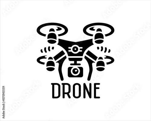 Drone Silhouette Vector Icon Logo Design Illustration 