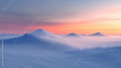 Snowy Landscape at Sunset