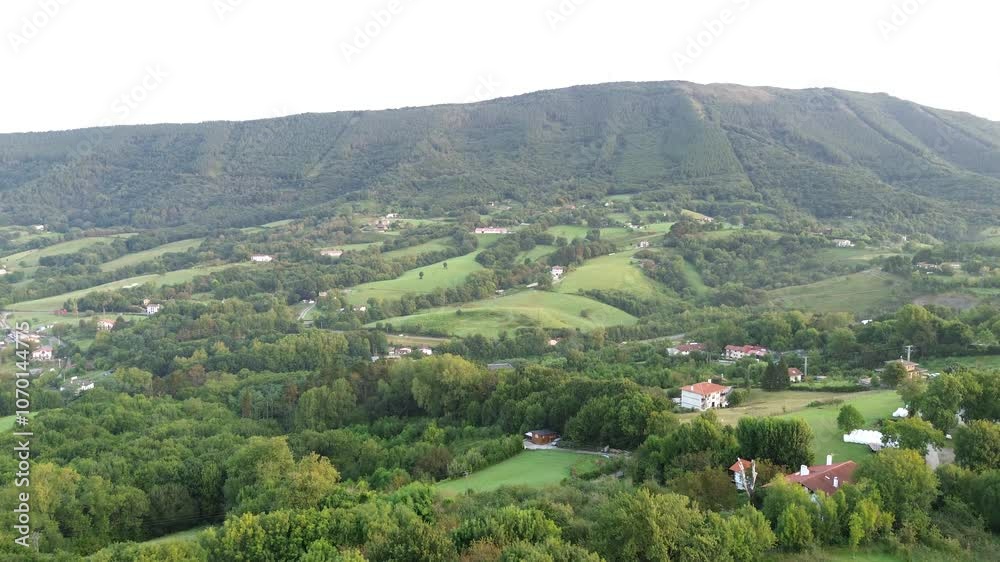 Aerial View of Hilly Landscape in A Spanish village in the north of the country Aerial View of Hilly Landscape in A Spanish village in the north of the country
