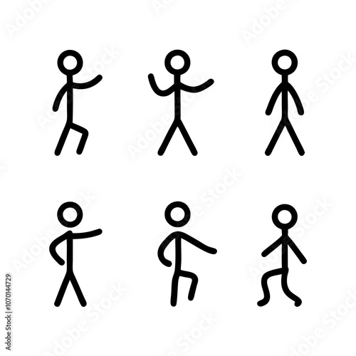 Set of funny stick figure in deferent poses