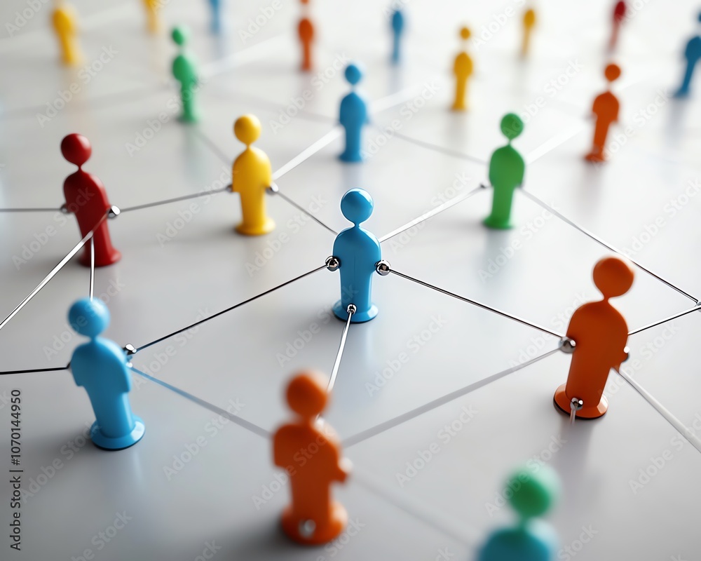Digital representation of a network with interconnected figures, symbolizing different people and groups in the online world of communication and technology Digital representation of a network with interconnected figures, symbolizing different people and groups in the online world of communication and technology