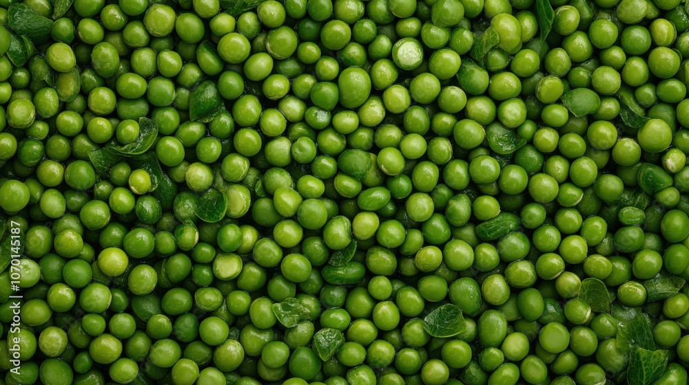 A surface densely covered with bright green peas, filling every inch of the frame with their fresh, crisp texture and vibrant color. A surface densely covered with bright green peas, filling every inch of the frame with their fresh, crisp texture and vibrant color.