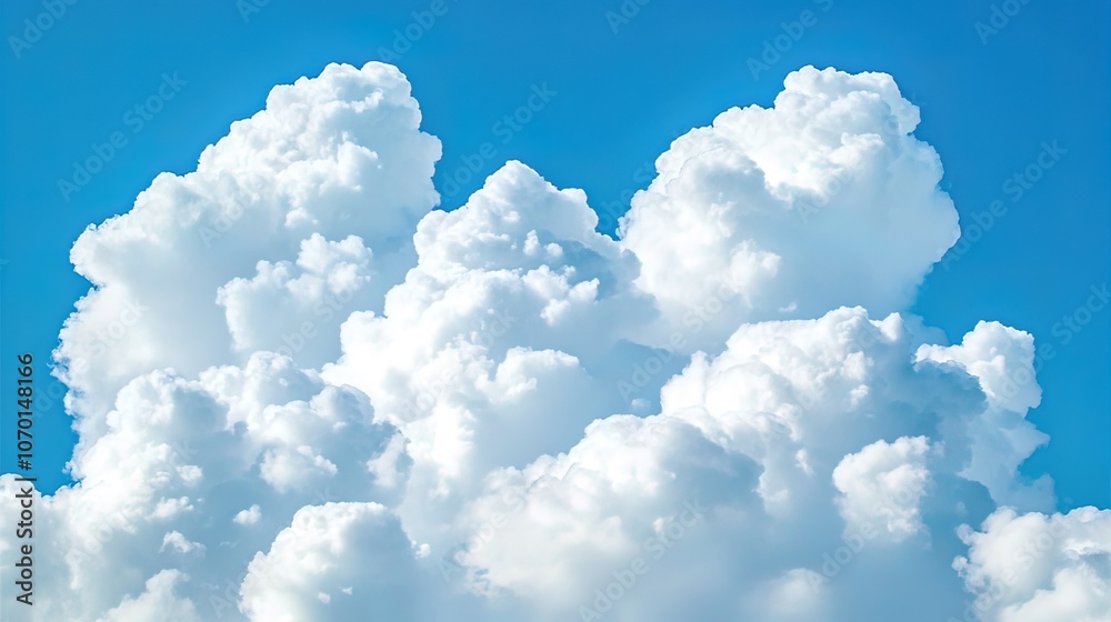 Fluffy white cumulus clouds against a bright blue sky. Fluffy white cumulus clouds against a bright blue sky.