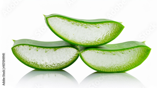 Wallpaper Mural Slices of fresh aloe vera leaves isolated on white background. PNG transparent. Torontodigital.ca