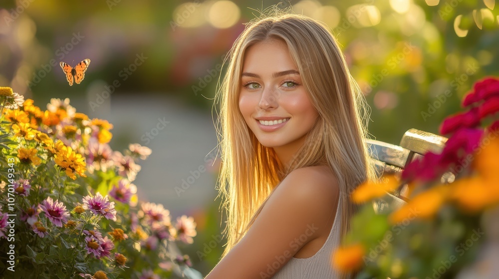 The Beautiful Woman in Garden The Beautiful Woman in Garden