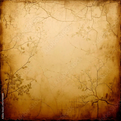 Old paper parchement with floral decoration