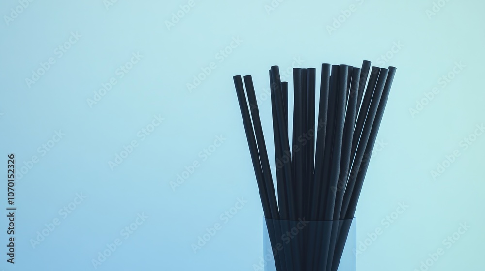 Eco friendly black paper straws displayed on a clean white background perfect for sustainable dining solutions Eco friendly black paper straws displayed on a clean white background perfect for sustainable dining solutions