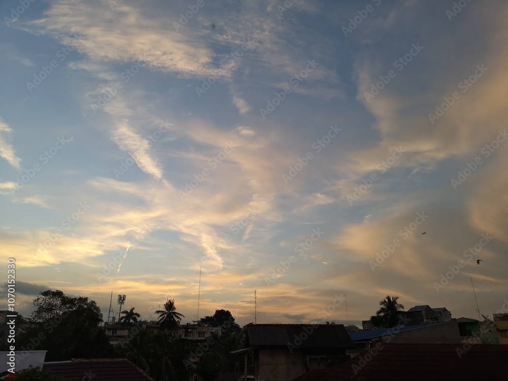 Twilight Sky with a Plane's Contrail Twilight Sky with a Plane's Contrail