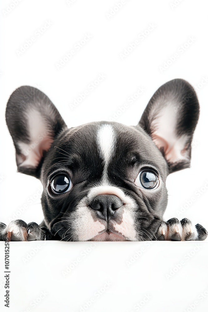 French bulldog puppy with big eyes, isolated on white background French bulldog puppy with big eyes, isolated on white background