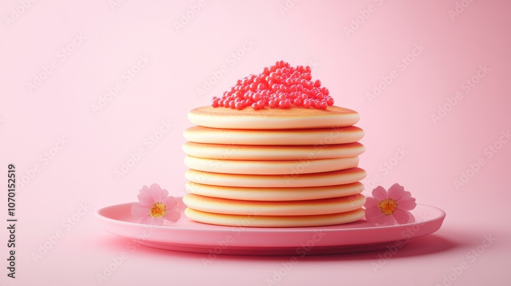 Delicious pancakes topped with luxurious pike caviar perfect for gourmet brunch or elegant appetizer Delicious pancakes topped with luxurious pike caviar perfect for gourmet brunch or elegant appetizer