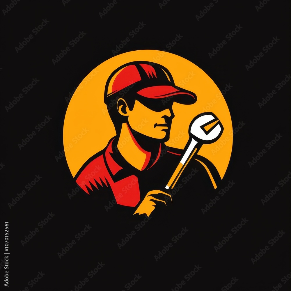 Mechanic icon holding wrench Mechanic icon holding wrench