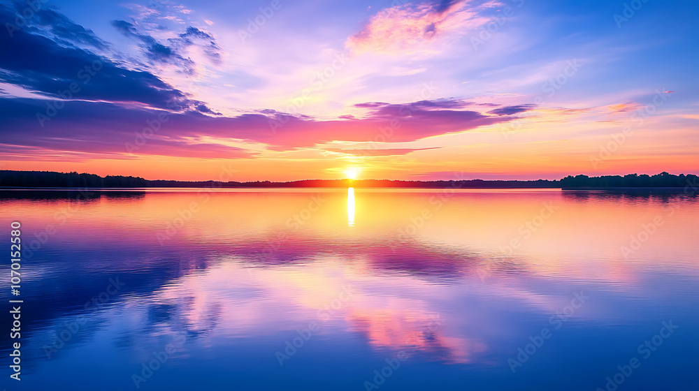 Naklejka premium sunset over the lake